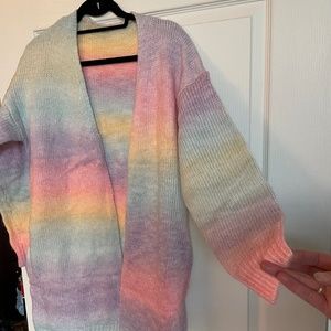 rainbow cardigan sweater size LARGE